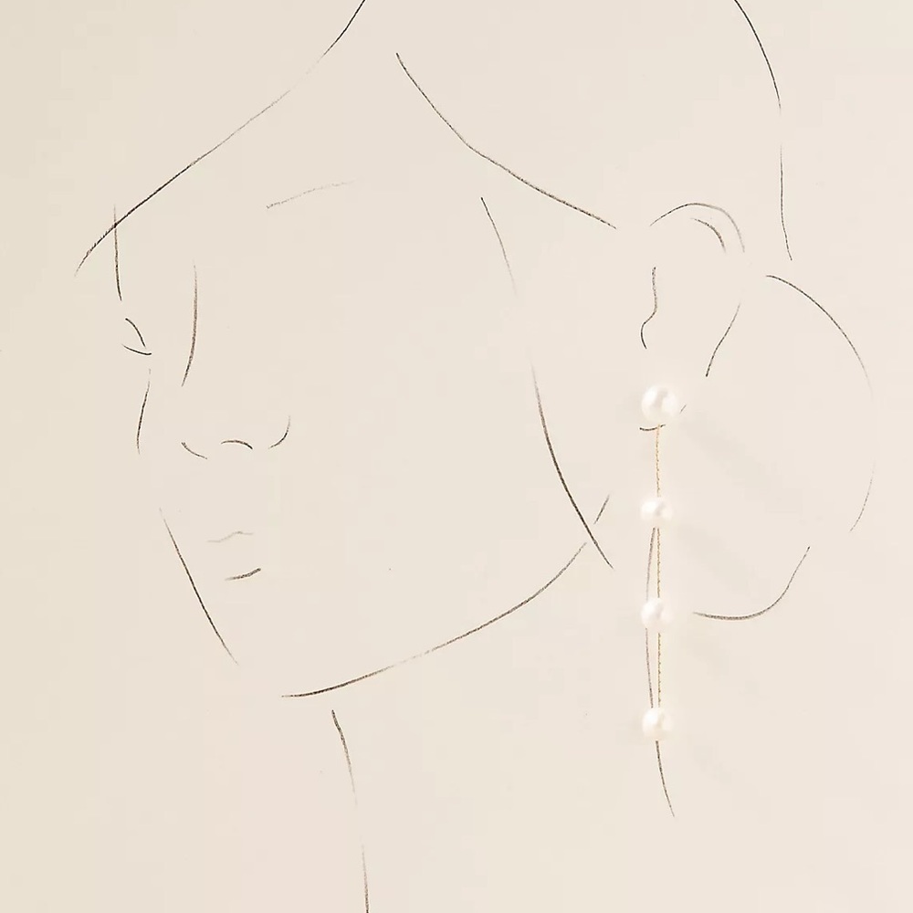 New Anthropologie BHLDN Leonor Long Pearl Earrings lenor nwt - Picture 6 of 6